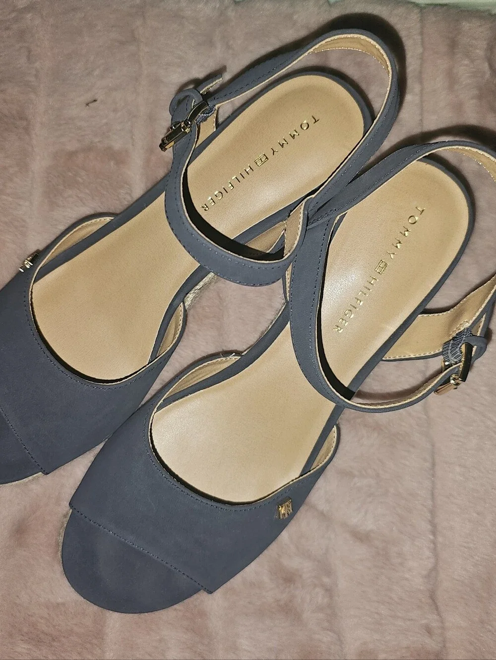 NWOT TOMMY HILFIGER Navy Gallie Ankle Strap Espadrille Wedge - Size 9.5